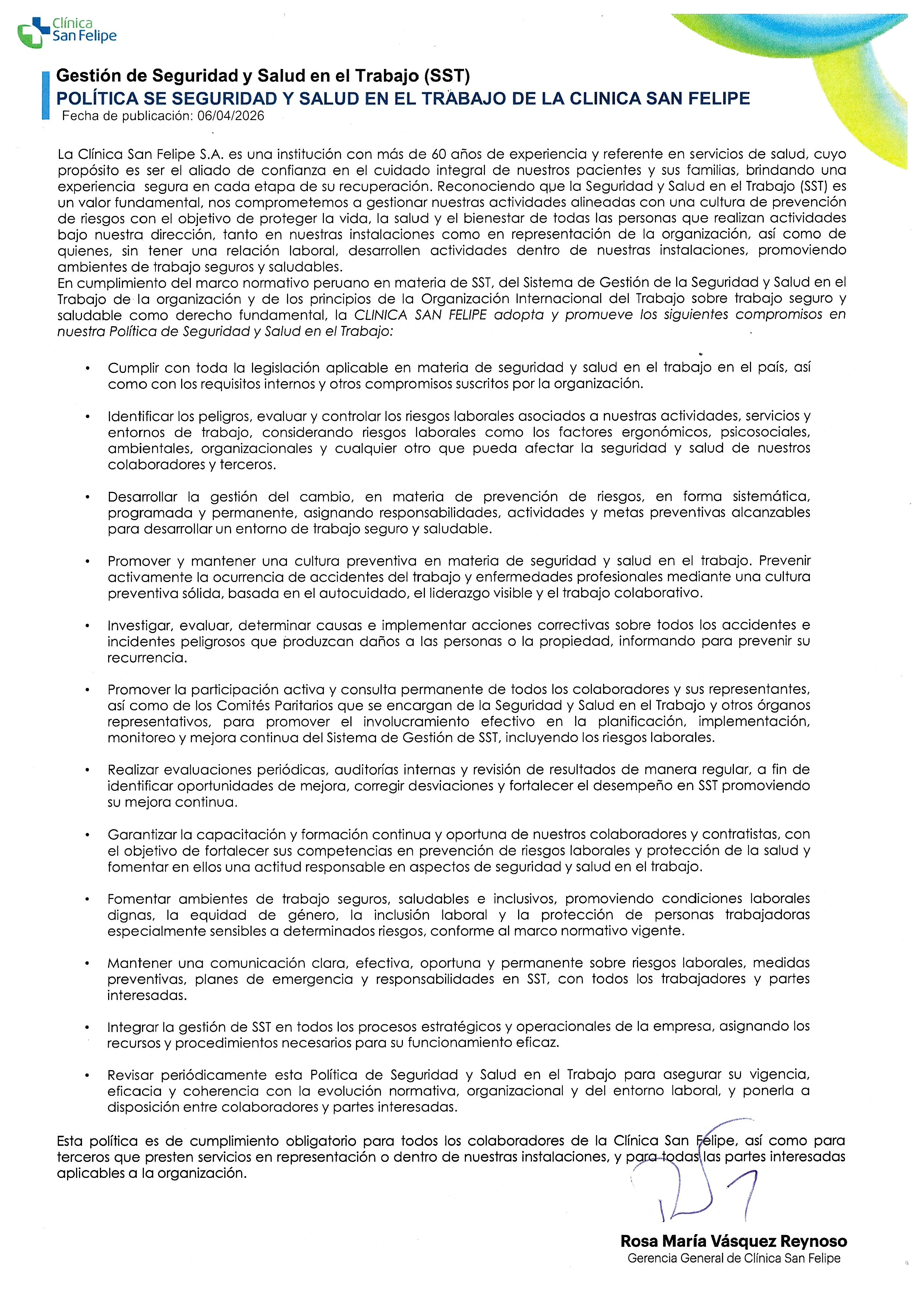Política SST Vigente Firmado